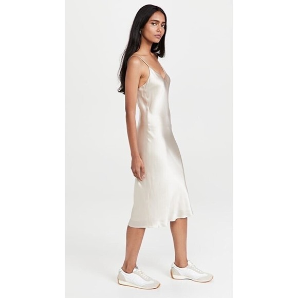 L’AGENCE NEW Jodie V-Neck Slip Dress Silk Satin In Kelly Green Size 2